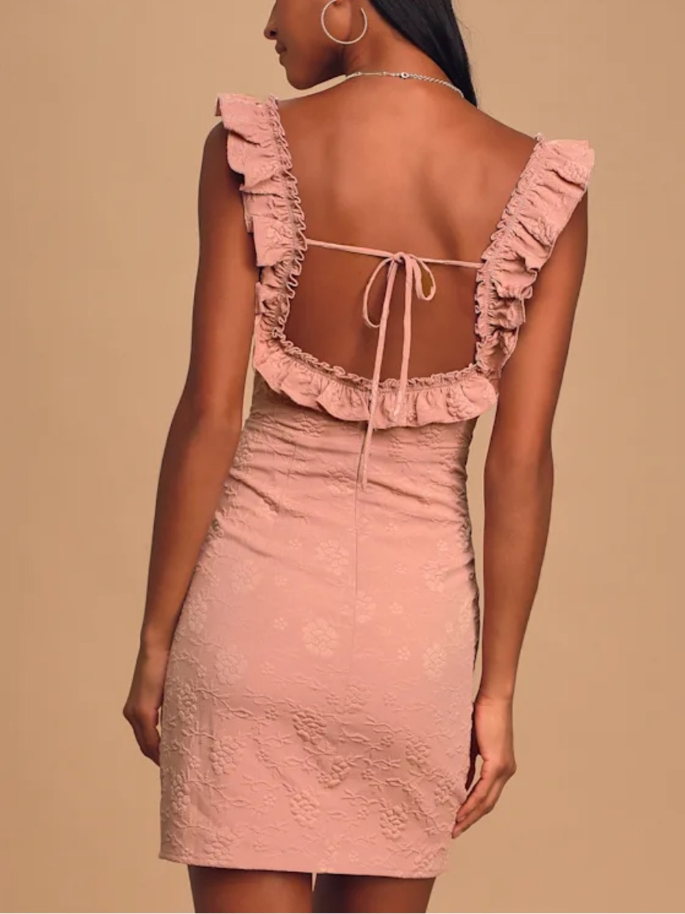 Lulu's Butterfly Kisses Mauve Pink Jacquard Mini Dress - Picture 4 of 15